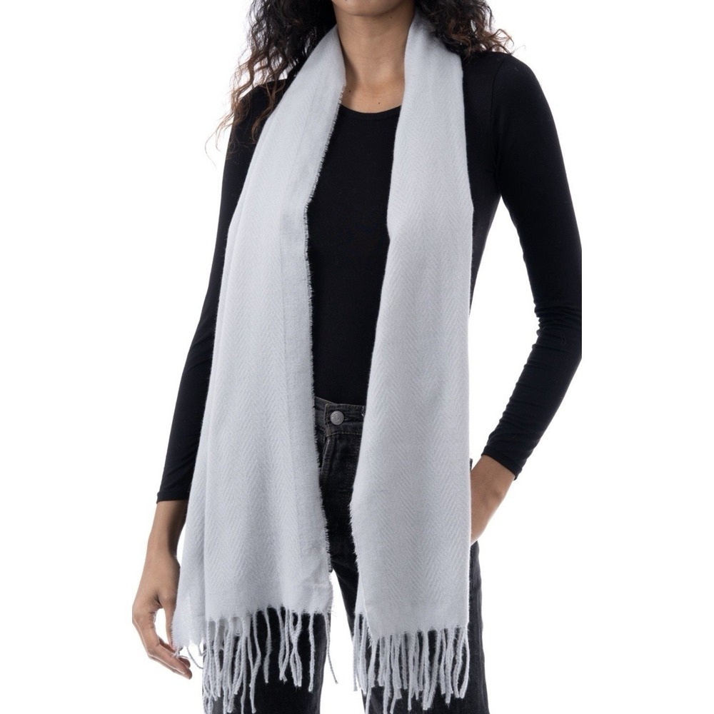 Style & Co Women's Solid Fringe-Trim Scarf, Grey, One size
